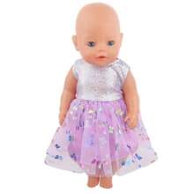 MSYO 1 件 18 英寸多巴胺娃娃裙、女童娃娃衣服及配饰、6 色蝴蝶无袖薄纱裙，适合美国娃娃（不含娃娃）
