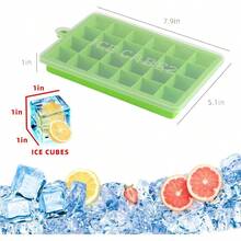 Ice Cube Trays 2 Pack Silicone Ice Cube Molds Super Easy Release With Lid 24Pcs 1Cubes Per Mold  Silicone  Stackable Ice Trays For Whiskey Baby Food Chocolate Dishwasher Safe - Xanh lá cây (2 chiếc) - Xem 3