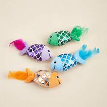 1pc Ocean Fish & Octopus Shape Cat Doll With Catnip, Plush Feather Interactive Doll For Cats To Play And Relieve Boredom - Multicolor - View 4