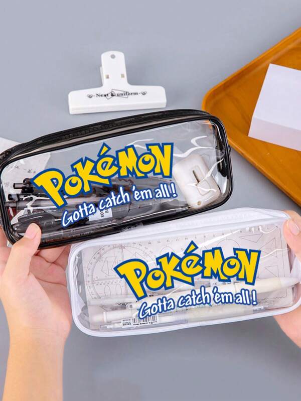 pokemon 1PC Pokemon Transparent Pencil Box Makeup Bag PVC Zipper Travel Bag, Organizer Pen Bag, Stationery Bag, Travel Accessories, Travel Organizer, Back To School, School Supplies, Suitable For All Crowds, Easter, Theme Party, April Fool's Day, Stage Show, Thanksgiving, New Year's Best Friends Couple Birthday Gift,Pencil Case,Pencil Pouch,School Bag