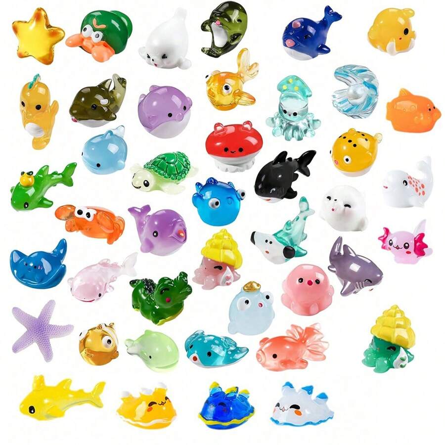 Set de 5/10/20/30 piezas de Figuras en miniatura de animales marinos de resina, animales marinos en miniatura, figuras de plástico de animales marinos, ornamentos para acuario, decoraciones para hacer un jardín de hadas en maceta, decoración para casa de muñecas (estilo aleatorio)