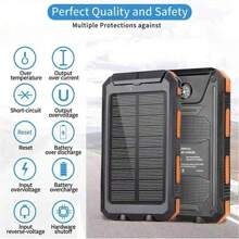 Solarbetrieben - Schnellladung USB-C Ausgang, wasserdicht, Dual-LED-Taschenlampe - Tragbares Solarladegerät für iOS, Android, Outdoor-Camping-Abenteuer, Thanksgiving, Weihnachtsgeschenk (Das Produkt selbst hat Spannungs- und mAh-Markierungen, und die Markierungen können aufgrund unterschiedlicher Chargen leicht variieren. Die Farben von Kompass und Datenkabel sind zufällig, mit ein oder zwei Ladeports, die zufällig verschickt werden)