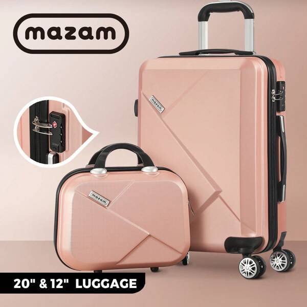SUN YEE 2PCS Luggage Suitcase Trolley Set Travel TSA Lock Storage Hard Case Pink