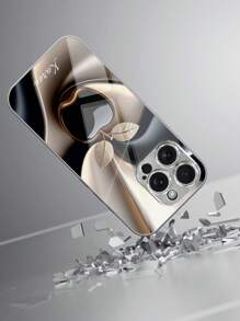 1 pieza Funda de teléfono de vidrio chapada en metal premium de lujo y elegante con gráfico de manzana personalizado, compatible con Apple 16 Pro Max/15/14 Plus/13 Pro/12 Pro Max/11/XsMax/8/7/6Plus, S24 Ultra/S25 Ultra, de moda, colorida, linda, divertida, minimalista, a juego con el teléfono