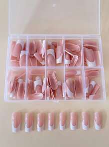 120 uñas postizas rectangulares minimalistas al estilo francés para realzar tu estilo, adecuadas para uñas postizas DIY para mujeres y niñas