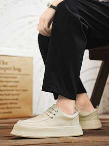 Herren Low-Top Leder Freizeitschuhe, Leichte Rutschfeste Fashion Sneakers, Vielseitig Ganzjährig
