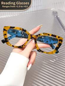 LiMiaoMiao 1pc Women Oval Vintage Reading Glasses, Clear Transparent Computer Magnifying Glasses, Strength +1.0 To +4.0