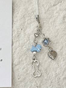 1pc Blue Heart Dog Phone Lanyard, Versatile Charm For Backpack, Camera, Earphones, Bag Accessories