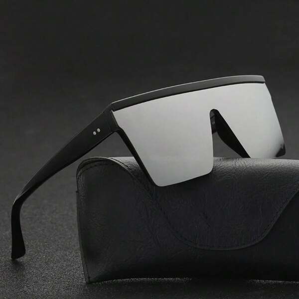 Vintage Male Flat Top  Men Black Square Shades  Gradient Sun Glasses For Women Cool One Piece Designer