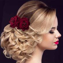 1 Piece Women's Rose Hair Clip Rose Side Comb Flamenco Flower Day Of The Dead Costume Mexican Wedding Party Mother's Day Hair Accessory - 1 miếng màu đỏ - Xem 7