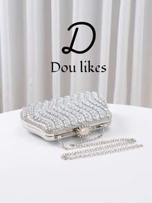 Women's Sparkling Crystal Decorated Evening Clutch Purse, With Metal Rhinestone Decor, Gleaming Box Style Wallet, Perfect For Creating A Charming Look, Suitable For Brides, Weddings, Parties, Balls, Birthday Gifts, Valentine's Gifts, Gatherings, Crossbody Bag, Handbag, Makeup Bag, Perfectly Matching New Year Outfits And Women's Party Dresses, Stylish Party Bag, Ideal For Parties, Weddings, Balls, Formal Dinners/Banquets