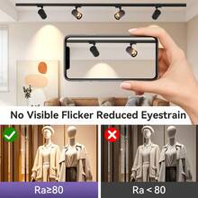 Rotatable Spotlight Ceiling LED Track Light, 3-Color Adjustable, Memory Function, LED Ceiling Track Lighting Kit, Home Decor Recessed Lighting, 220V, Black/White Track Light Set With Track Rail Accessories, Suitable For Stores, Home, Living Room, Kitchen, Bedroom, Clothing Store, Mall, Study, Closet, Display Cabinet, Exhibition Hall, Studio, Gallery, Corridor, Dining Room, Bar, Gym - Track Spotlights - View 8