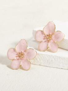 1 Cặp hoa tai đính đá 5 cánh màu trắng, hồng, đỏ hồng, cam sang trọng, thanh lịch và quyến rũ dành cho nữ, phù hợp để đeo hàng ngày/đi nghỉ vào mùa xuân/hè - Hoa tai hoa sứ 5 cánh - Xem 18