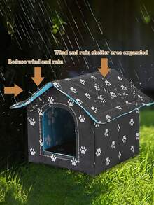 1 Pieza Impermeable Casa Para Mascotas, Desmontable y Lavable Para Todas Las Estaciones Universal, Adecuada Para Gatos y Perros - Negro - Ver 5