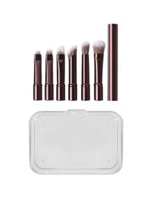 4pcs Mini Professional Makeup Brush Set, Fragrance-Free - For Foundation, Powder, Eyes And Brows - Oval Brush Head Design - Suitable For All Skin Types