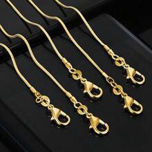 18K Gold Necklace Women, Silver Fashion Jewelry Snake Chain 1mm Neck 16 18 20 22 24 26 28 30 Inches - Gold - View 4