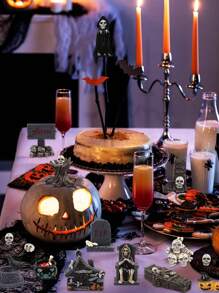6pcs-Halloween Miniature Statues Resin Ghost Tombstone Skull Scene Decorations Halloween Garden Accessories Mini Halloween Decorations Outdoor Home Village Crafts Decorations Front Yard Patio Lawn Garden Party And Halloween
