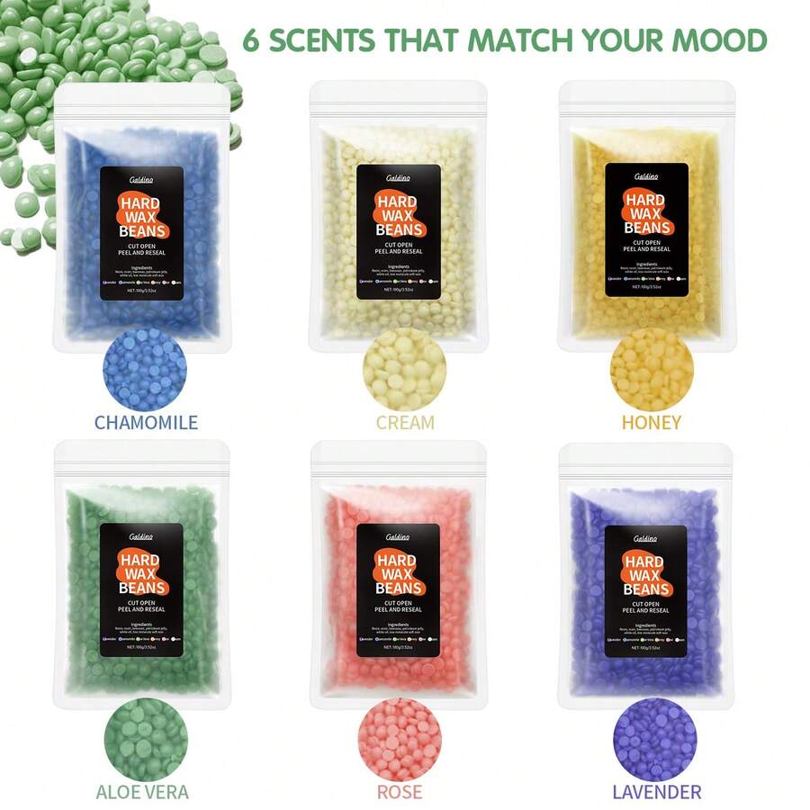 50g/100g 硬蜡专业豆，脱毛蜡豆，适用于巴西比基尼、面部、眉毛、腋下、手臂、胸部、背部、腿部 - 彩色 - 查看 1