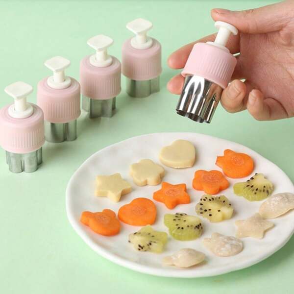 8 Pcs Cortadores De Galletas De Frutas Y Verduras De Acero Inoxidable, De Tipo Prensa Y Con Diseño De Mariposa, Para Hornear En La Cocina Y Kits De Decoración Creativa De Almuerzos Diy