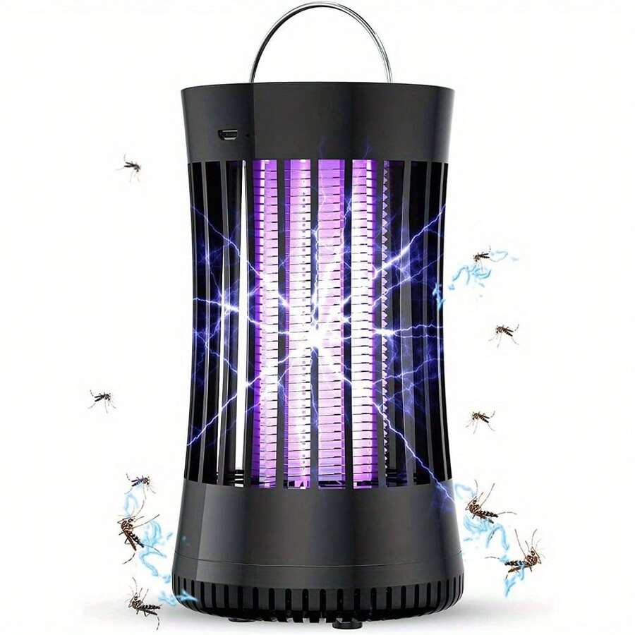 360° Rechargeable Bug Zapper - 3-In-1 Mosquito Killer With UV/Fan/Zapping, 7H Runtime, IPX4 Waterproof For Outdoor Camping & Indoor Pest Control - Black - View 1