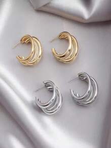 Übertriebene goldfarbene C-förmige Ohrringe mit Hänger für Frauen, modische vintage runde Kreis-Creolen Ohrringe, koreanischer Party-Schmuck