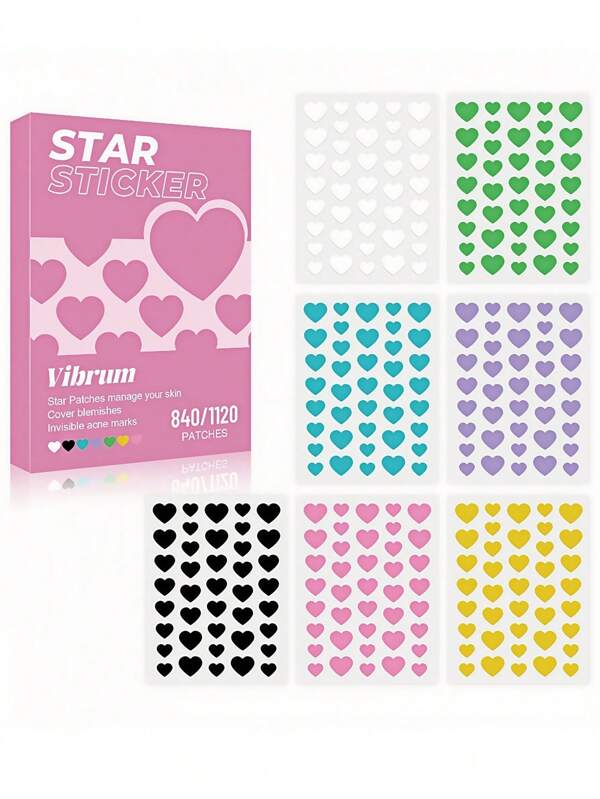 840/1120 Stücke Akne/Pimples Flecken, für Gesicht, süße pastellfarbene Farben, bunt, Liebe Aufkleber zum Schutz und Heilen, zum Entfernen von Markierungen und Abdeckungen. Perfekt für Flecken/Kimpeln, Geschenke zum Schulanfang