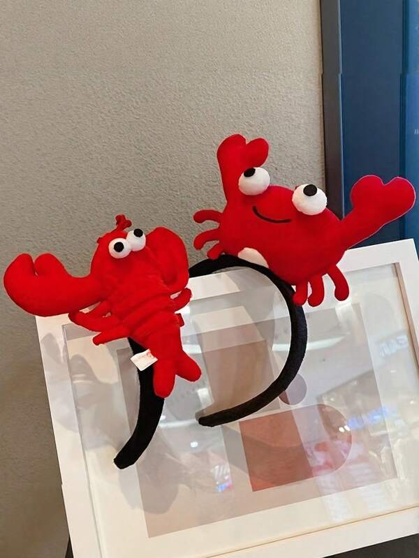 1pc New Cartoon Cute Plush Crab Big Lobster Creative Funny Headband For Girls, Ideal Choice For Gifts