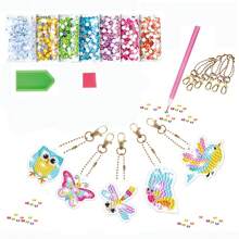 5 pezzi Dipinto con diamanti 5D Fai da te Portachiavi con gemme Unicorno Sirena Lavoretti Bambini 8-12 Anni Riempimento Ceste di Pasqua