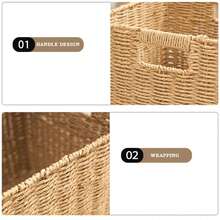 Handwoven Paper Rope Foldable Storage Baskets, Square Laundry Bin With Handles For Dirty Clothes, Underwear, Toys, And Snacks Bohemian Style Handwoven Paper Rope Storage Basket, Foldable Organizer For Shelves, Decorative Multi-Purpose Basket, Non-Waterproof, For Clothing, Snacks, Toys, Wooden Material, Window View Design, Shelf Baskets