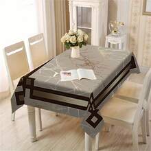 1/20pcs Elegant Grey And Golden Geometric Tablecloth - Wrinkle-Resistant Polyester, Machine-Woven Rectangular Design For Indoor/Outdoor Dining, Parties, And Everyday Decor, Table Decor - Multicolor - View 6