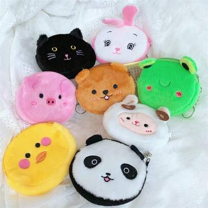 Monedero de peluche suave con diseño de conejo de dibujos animados, monedero de tarjetas Kawaii, regalo para mujer