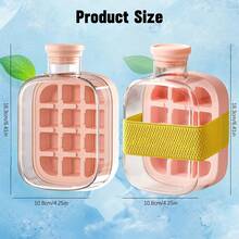 Ice Cube Bottle, Ice And Water Cup In One, Touch-Free Ice Cube Tray, Ice Maker, Silicone Water Bottle Ice Cube Tray Press Easy Ice Release For Freezer,Juice,Beverage (Green-18grid/Pink-12grid(With Straw+Tie)) - 粉紅色-12格(附吸管+領帶) - 查看 9