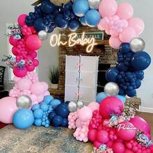 119pcs Navy Blue & Hot Pink Balloon Garland - Hawaiian Themed Party Decorations, Suitable For Birthday, Gender Reveal, Christening And Graduation Ceremonies, Party Decor - Multicolor - View 7