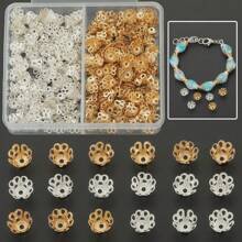300pcs/Box Random Color Mixing + Random Color Mixing/Golden+Silvery/Golden+White K/KC Golden+Silvery/KC Golden+White K/White K+Silvery Little Cup Shaped Beads Caps For DIY Jewelry Making, Accessories & Parts