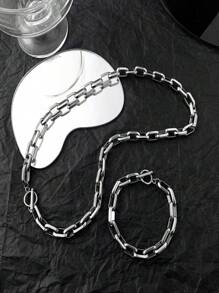 Pulsera cubana de eslabones gruesos de acero de titanio con diseño minimalista, collar de cadena gruesa de estilo hip-hop unisex de alta gama para uso diario