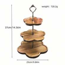 跨境2/3层花形零食甜品展示架，简约极简设计，2层放水果，3层放面包、糖果、寿司，木质盘子