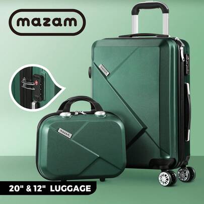 SUN YEE 2PCS Luggage Suitcase Trolley Set Travel TSA Lock Storage Hard Case Green