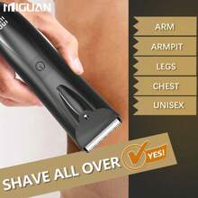 1 pieza Recortadora eléctrica de vello corporal para hombre, color negro, con carga USB, apta para Body, barba, piernas y brazos, afeitado, afeitado, regalo de vacaciones. Capacidad de batería 500mAh