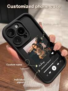 Funda de teléfono personalizada con nombre compatible con Apple iPhone, funda de teléfono con diseño de nombre personalizado, funda de teléfono personalizada con tema de reproductor de música compatible con iPhone 11/12/13/14/15 Pro Max, Galaxy A15/A25/A35/A55/S23/S24 Ultra, Redmi, OPPO - Negro - Ver 1
