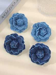 BMOR 1 par de aretes de vaquero retro con camelias y aretes de flor de denim 3D personalizados y exagerados, adecuados para el uso diario de las mujeres