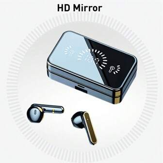Mirror Wireless Earphones Handfree LED Dispay Headphones HiFi Stereo Music Earbuds Sport Gaming Headset TWS Wireless Earbuds With Digital Display, HiFi HD Stereo, Noise-Proof Calling, USB Type-C Charging, Wireless Gaming Headphones, Suitable For Leisure Sports And Daily Life