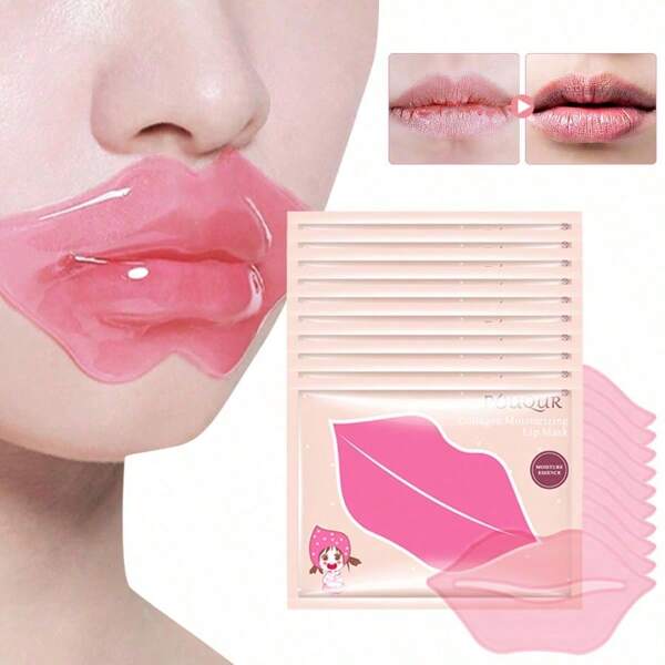 1 pieza/5 piezas/10 piezas/20 piezas Máscara labial hidratante, con colágeno/cereza/arándano, que contiene glicerina y colágeno, exfolia suavemente, atenúa las líneas de los labios, calma y repara los labios, mejora los labios opacos, hidratación y humectación duradera, alivia los labios secos, agrietados y con descamación, ilumina el color de los labios, suaviza los labios, rellena los labios, cuidado nocturno de los labios