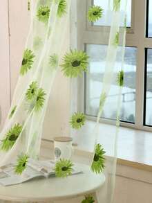 1件简约时尚经典向日葵薄纱窗帘，透气性好，适用于阳台、卧室、客厅 - 彩色 - 查看 10