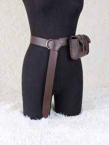 2 件万圣节中世纪复古腰带和 PU 腰包套装男女通用蒸汽朋克手机夹文艺复兴服装配饰维京人角色扮演 LARP - A - 查看 5