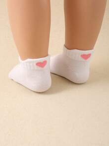 5 Pairs Baby Socks, Heel Pull Design To Prevent Slipping, Heart Pattern Decor, Soft & Skin-Friendly, Ankle Socks, Suitable For Daily Wear/Gifting/Travel, Applicable For Autumn/Winter, Newborn/Infant/Toddler Socks, Halloween, Thanksgiving, Christmas Gift - Multicolor - View 4