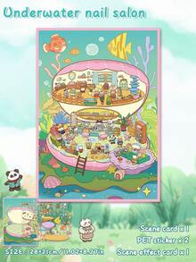 2/1pc Extra Large Decorative DIY House Stickers, Scene Stickers, 3D Miniature House Stickers, Landscape Stickers, Scenery Stickers, Handbook Stickers, Classified Sticker Small House Scenes, Reusable, Multiple Sizes Available - Multicolor - View 12