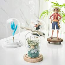 1pc Glass Cover, Blind Box, Preserved Flower, Doll Display, Glass Display Dome With Soft Wood Bottom, Mason Jar Dome, Vase Display Box, Transparent Dome-Shaped Jar Display Box, For Crafts, Plants, Lights, Succulents, Trophies, Pocket Watches Desktop Centerpiece Decor, Home Christmas Party Gift Decoration