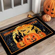 1pc Halloween Doormat, Non-Slip Rubber Backing, Halloween Entryway Decor, Indoor/Outdoor Use, Durable Polyester Floor Mat For Kitchen, Living Room, Patio, Coffee Shop, Bar, Holiday, Party, Bedroom, Bathroom