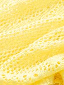 Áo thun cổ tròn tay ngắn màu trơn đơn giản - Màu vàng - Xem 6