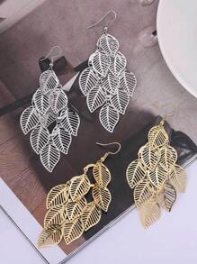 1 Pair Fashionable Korean Vintage Hollow Tree Leaf Tassel Earrings For Women, Daily Wear & Gift